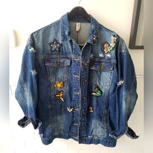 Jean Jacket, Embroidered Denim Jacket with Embellishments, Italian Brand